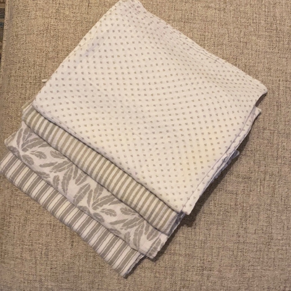 3 Burts Bees muslin swaddles plus 1 from Pehr